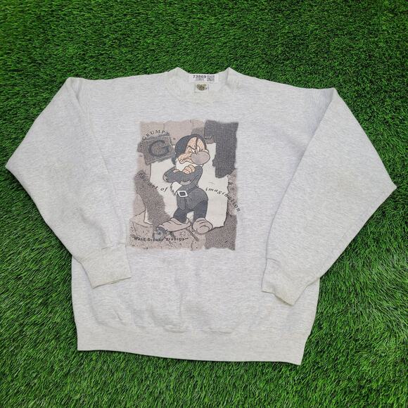 Vintage Disney Grumpy Sweatshirt Medium 21x24 Gray - Picture 1 of 15